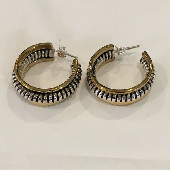 SILPADA Two Tone Hoop Earrings P0382 NWT - Picture 3 of 11